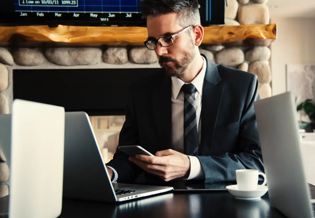 An attorney working on his laptop.