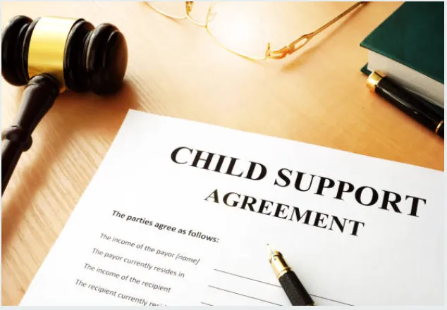 Child support agreement on a desk.