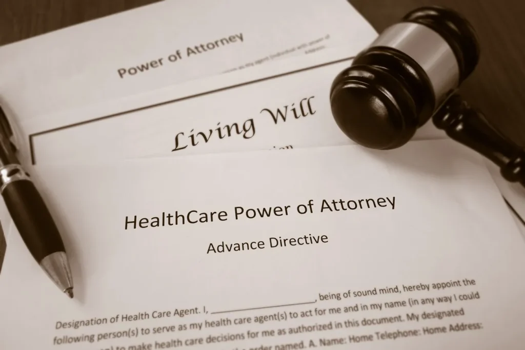 Living will and power of attorney documents.